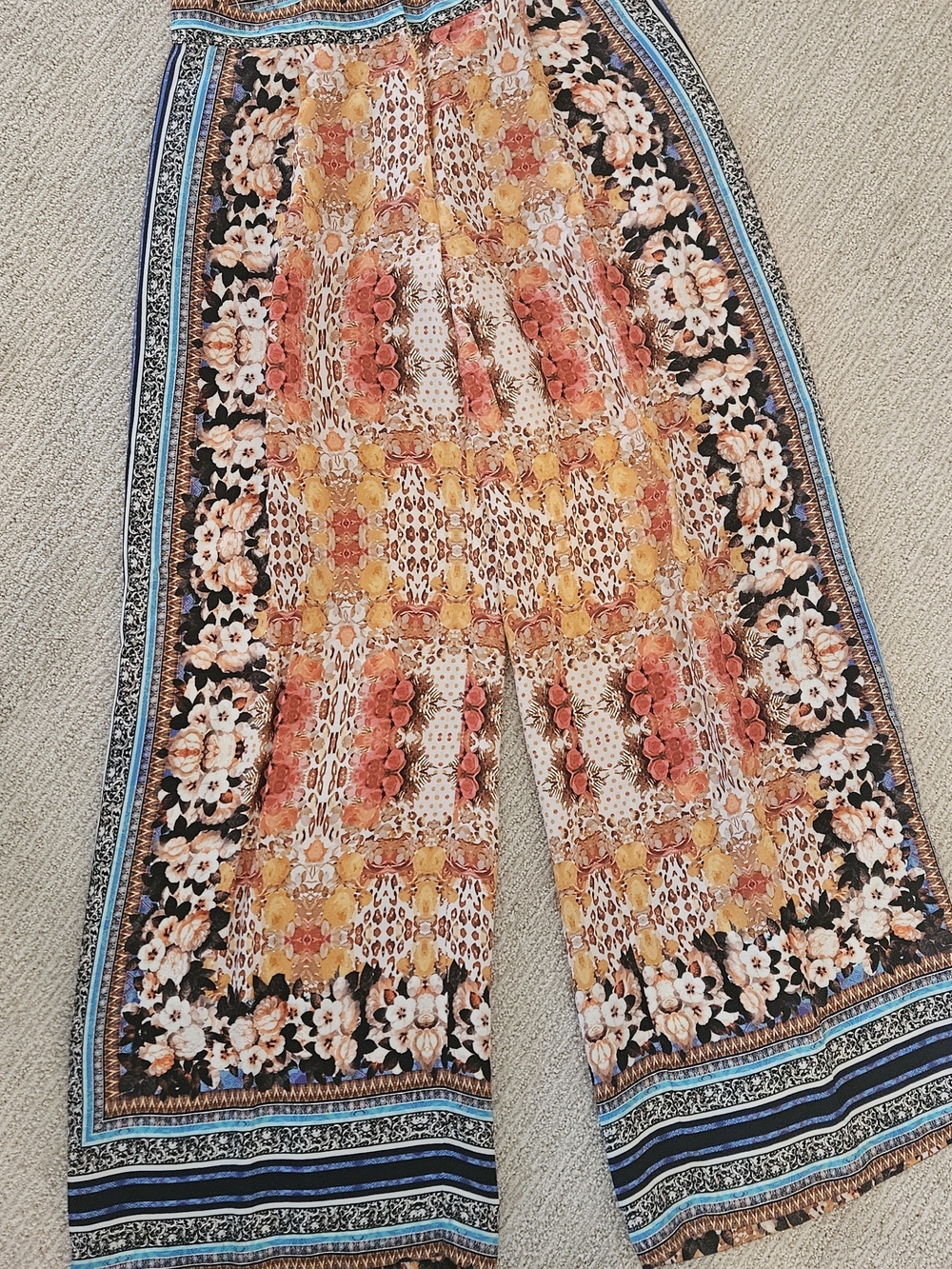 Anthropology Wide-Leg Floral Print  Pants in Multi-Color